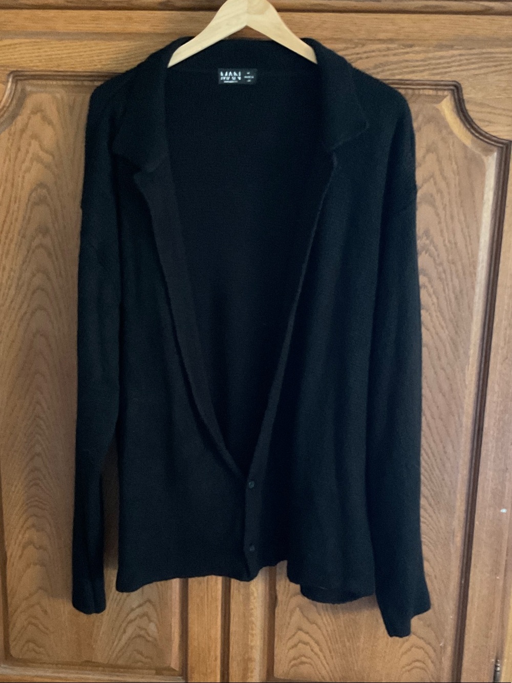 Boohoo Mens Black Open Cardigan Sweater